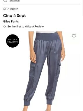 cinq a sept Giles Satin Cargo Joggers — Slate Blue